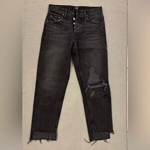GRILFRND Helena High-Rise Straight Leg Black Jean 25